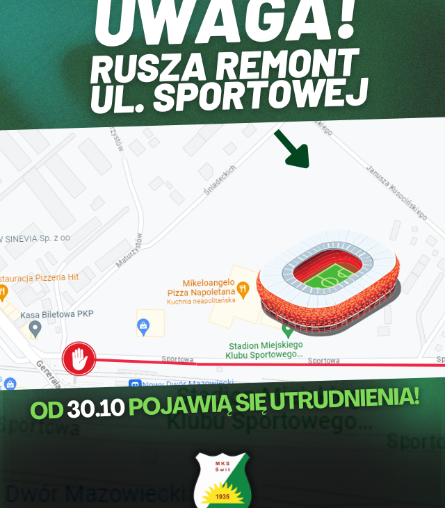 30.10 rusza remont ul. Sportowej. Będą utrudnienia!